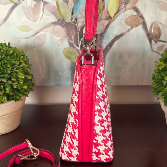 KATE SPADE ♠️ New York "Darcy"🩷PINK🩷WOVEN HOUNDSTOOTH SMALL BUCKET BAG🌟LIKE NEW🌟 - Picture 9 of 17